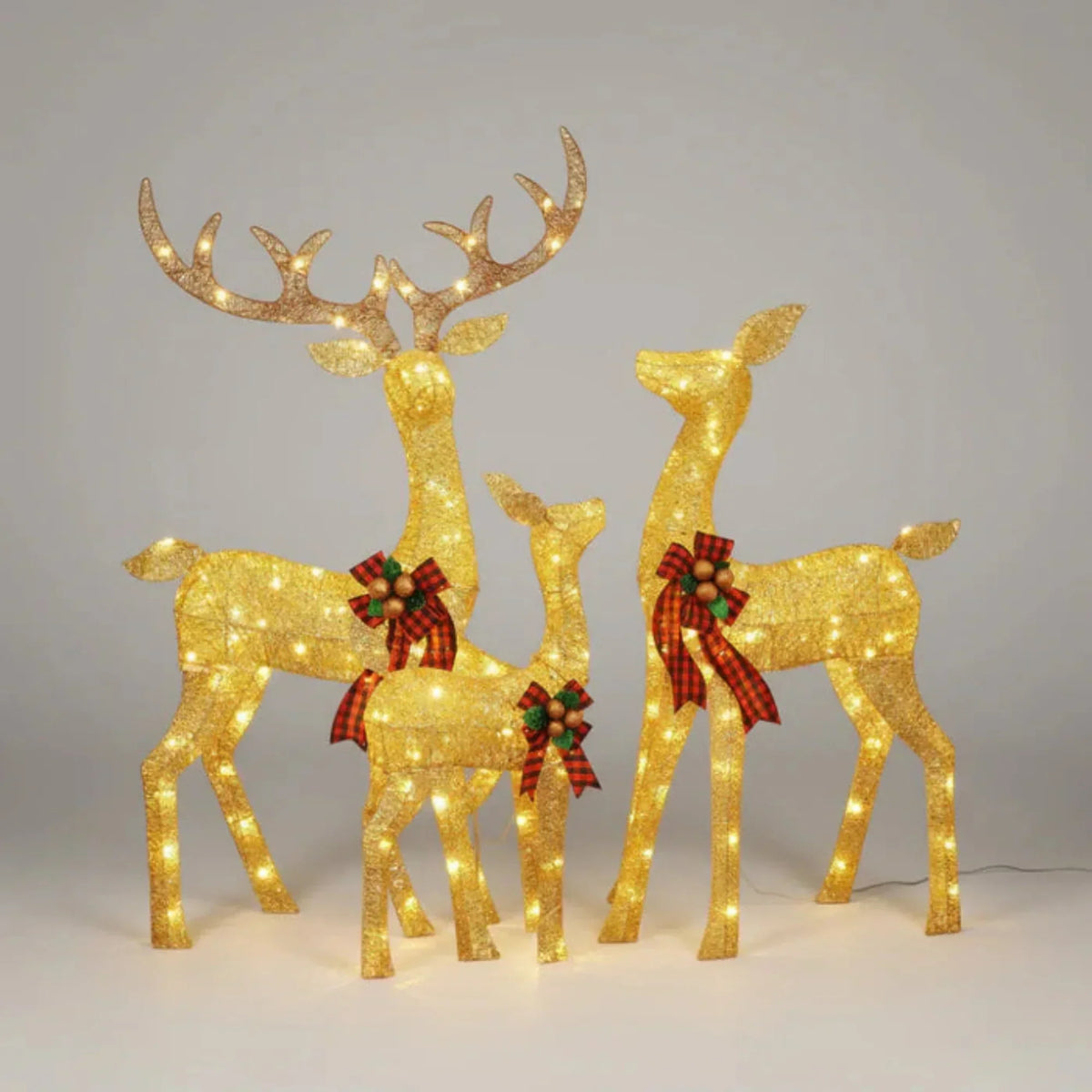 Reindeer Decoration Set of 3 Warm White LED Lights