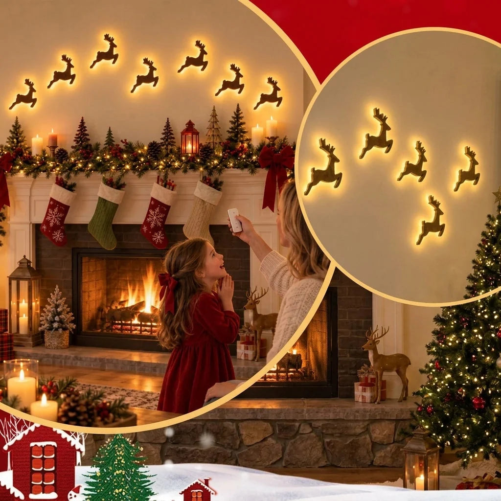 Reindeer Wall Decorations LED Set of 7 Pieces