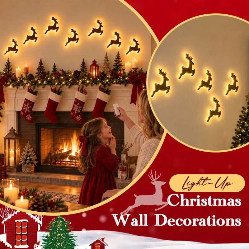 Reindeer Wall Decorations LED Set of 7 Pieces