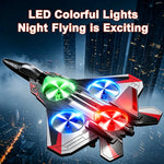 Remote Control Fighter Jet 360° Stunts LED Lights Beginner-Friendly Controls