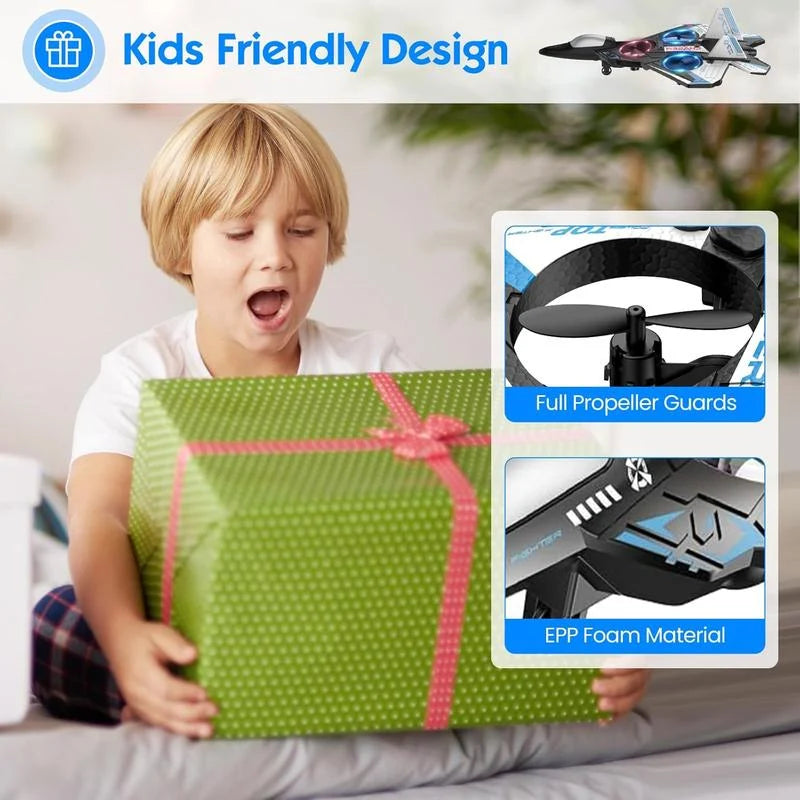 Remote Control Fighter Jet 360° Stunts LED Lights Beginner-Friendly Controls