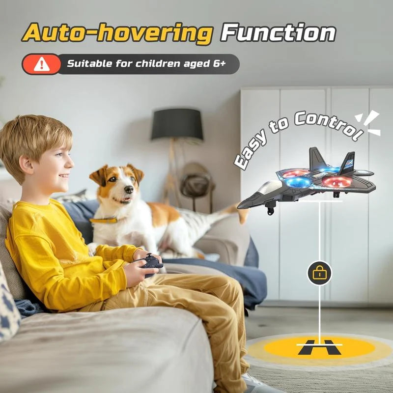 Remote Control Fighter Jet 360° Stunts LED Lights Beginner-Friendly Controls