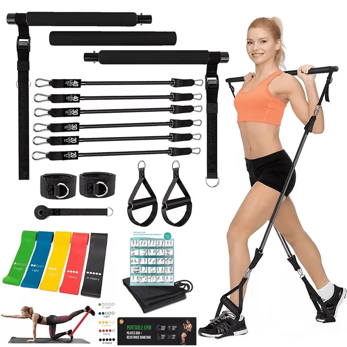 Resistance Bands Set Adjustable Up To 180 Lbs
