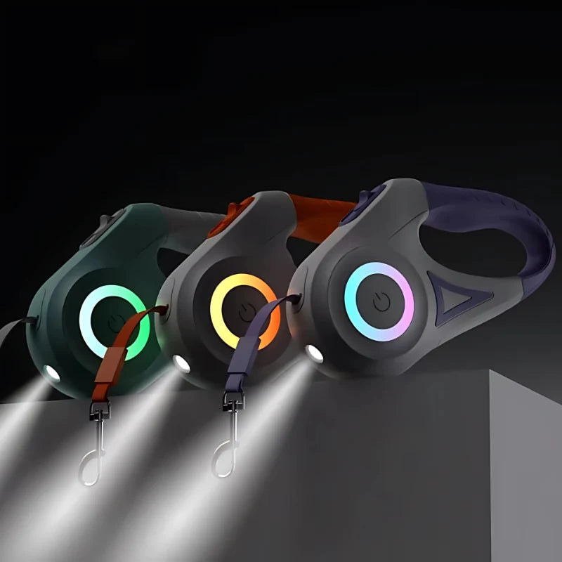 Retractable Dog Leash LED Light & Reflective Strip