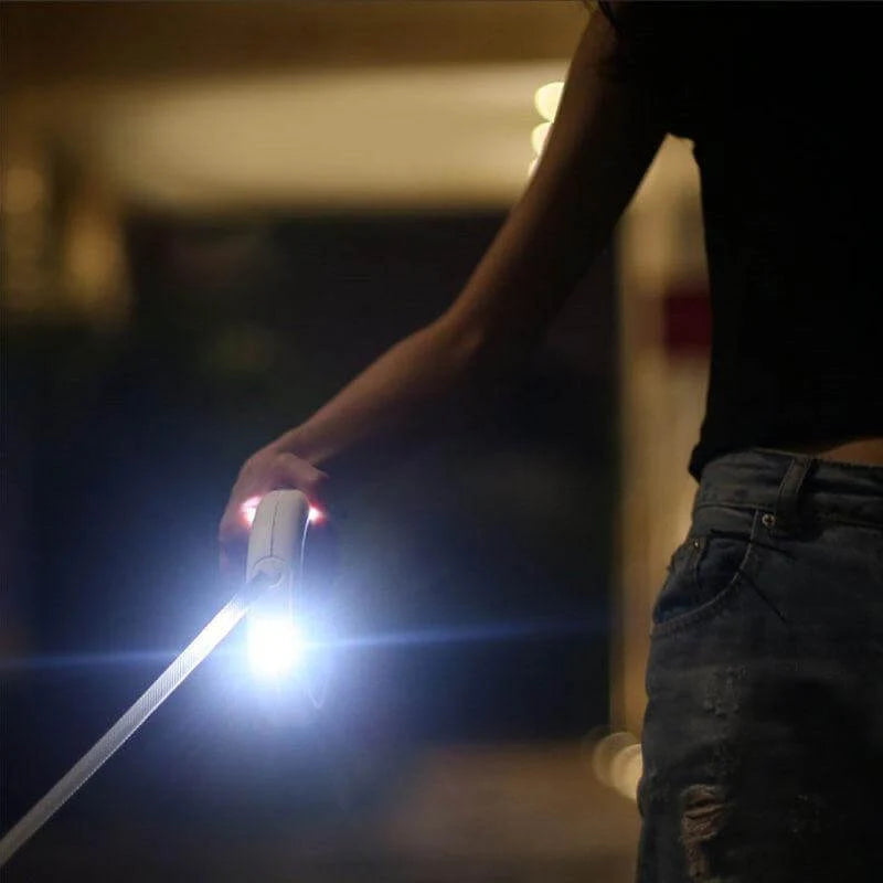 Retractable Dog Leash LED Light & Soft-Grip Handle