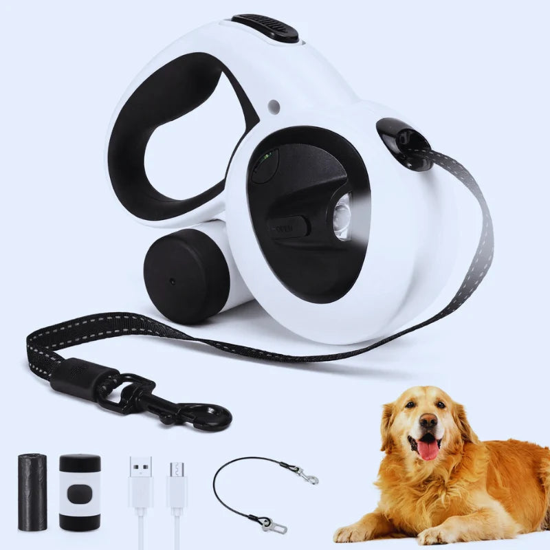 Retractable Dog Leash USB Rechargeable LED 16ft Tangle-Free
