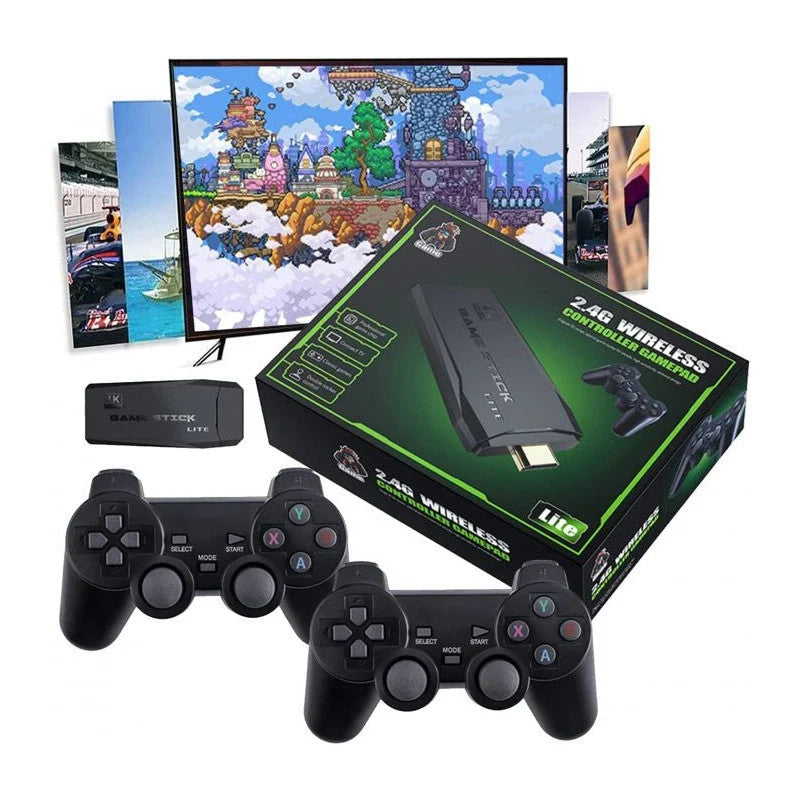 Retro Game Console Wireless Dual Controllers Plug-and-Play 64GB