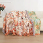 Reversible Cotton Blanket Jacquard Bohemian Pattern Lightweight Breathable