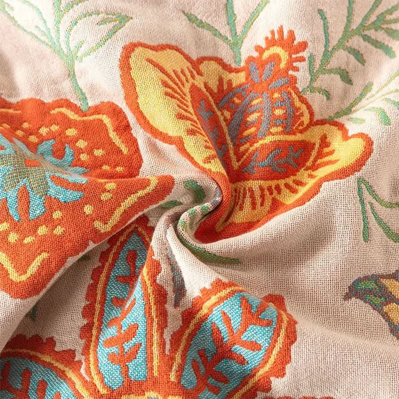 Reversible Cotton Blanket Jacquard Bohemian Pattern Lightweight Breathable