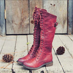 Riding Boots Knee-High Leather Lace-Up Side Zipper