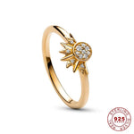 Ring 925 Sterling Silver Sun & Moon Crystal Accents