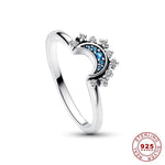 Ring 925 Sterling Silver Sun & Moon Crystal Accents