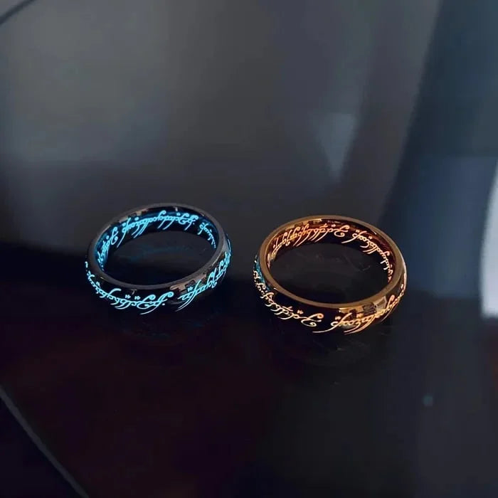 Ring Glow-in-the-Dark Engraved Runes Nickel-Free Hypoallergenic Finish