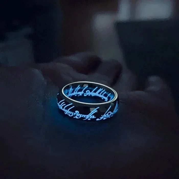 Ring Glow-in-the-Dark Engraved Runes Nickel-Free Hypoallergenic Finish