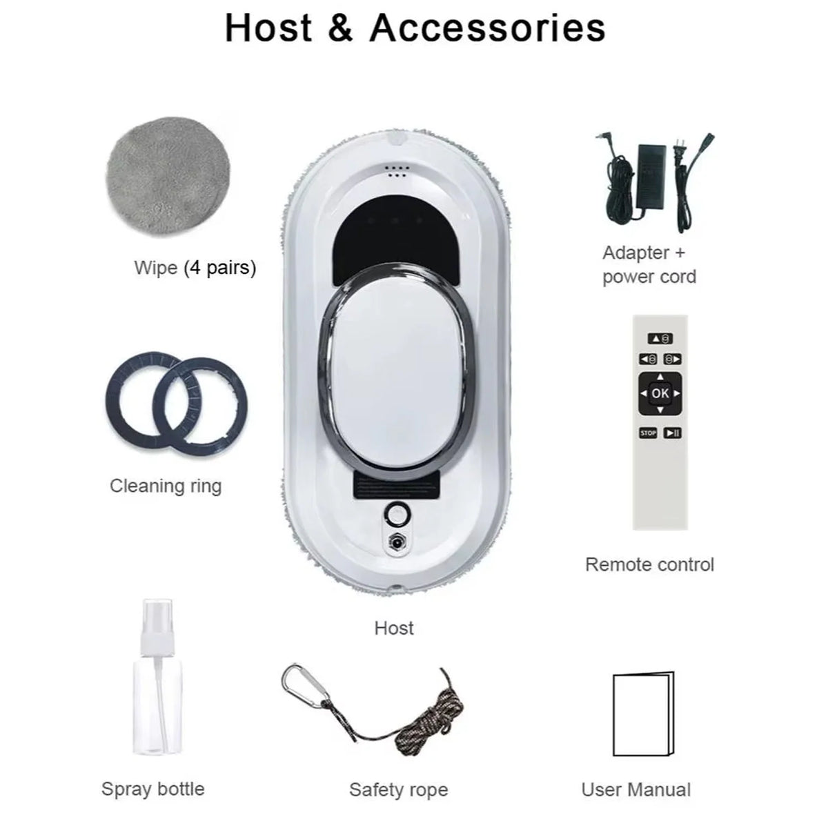 Robot Window Cleaner AI Navigation Remote Control Strong Suction