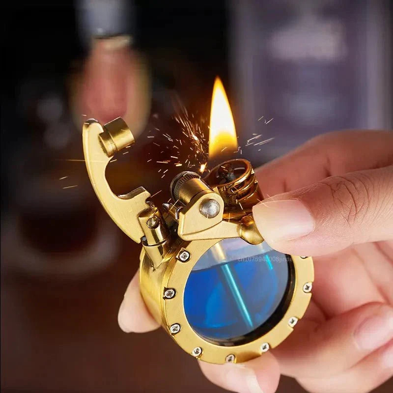 Rocker Lighter Windproof Transparent Fuel Tank Compact Design