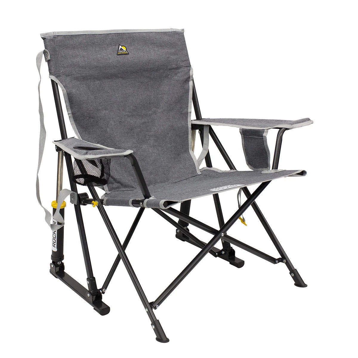Rocking Camp Chair Spring-Action Folding With Cup Holder