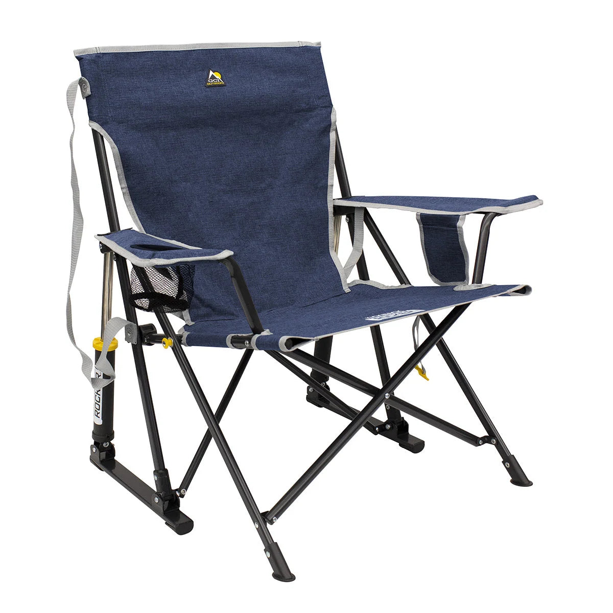 Rocking Camp Chair Spring-Action Folding With Cup Holder