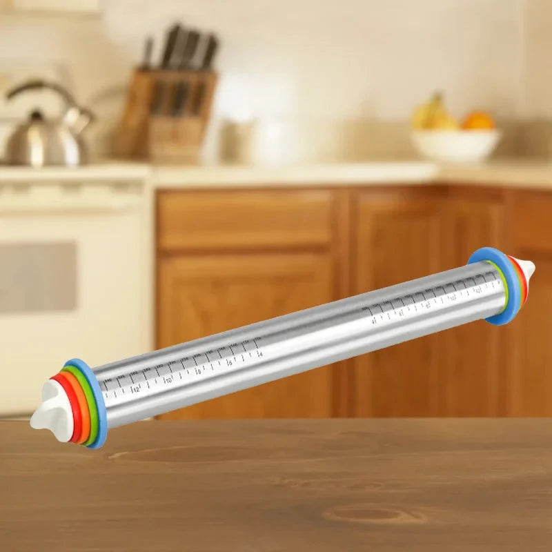 Rolling Pin Adjustable Removable Spacers Stainless Steel Non-Stick