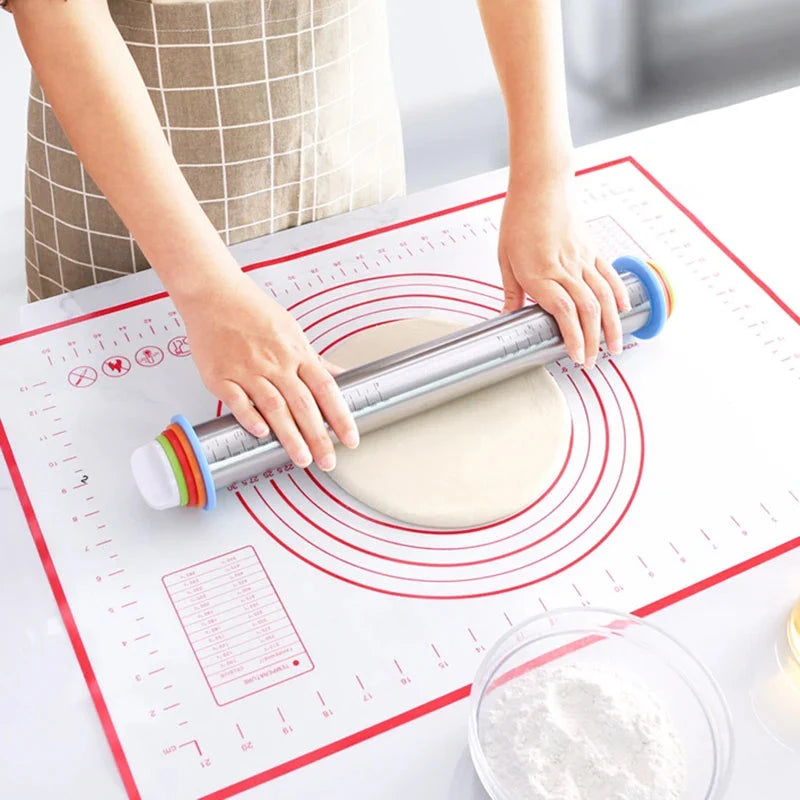 Rolling Pin Stainless Steel Non-Stick Adjustable Spacers