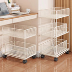 Rolling Storage Cart Metal Mesh Baskets Lockable Swivel Casters