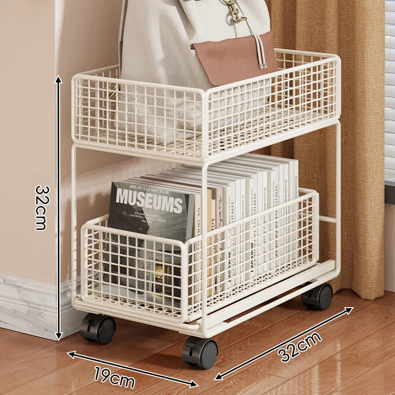 Rolling Storage Cart Metal Mesh Baskets Lockable Swivel Casters