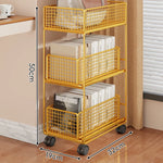 Rolling Storage Cart Metal Mesh Baskets Lockable Swivel Casters
