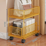 Rolling Storage Cart Metal Mesh Baskets Lockable Swivel Casters