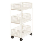 Rolling Storage Cart Metal Mesh Baskets Lockable Swivel Casters