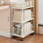 Rolling Storage Cart Metal Mesh Baskets Lockable Swivel Casters