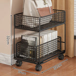 Rolling Storage Cart Metal Mesh Baskets Lockable Swivel Casters