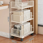 Rolling Storage Cart Metal Mesh Baskets Lockable Swivel Casters