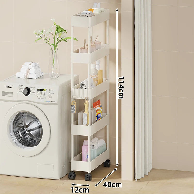 Rolling Storage Cart Slim Deep Trays Locking Casters