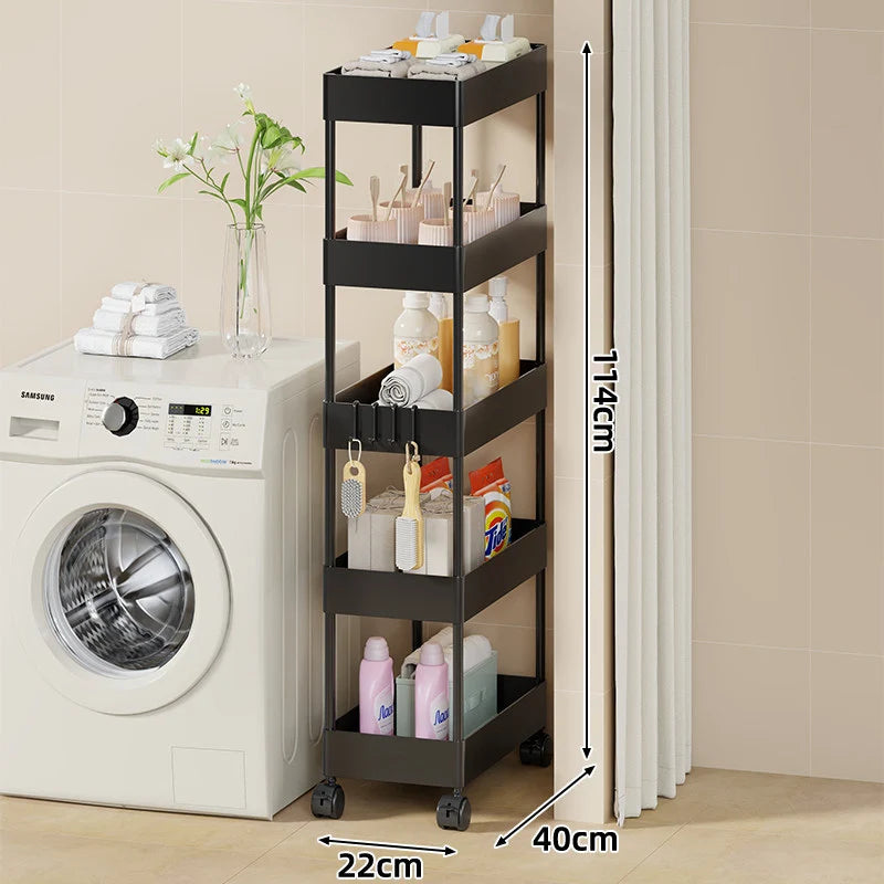 Rolling Storage Cart Slim Deep Trays Locking Casters