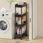 Rolling Storage Cart Slim Deep Trays Locking Casters