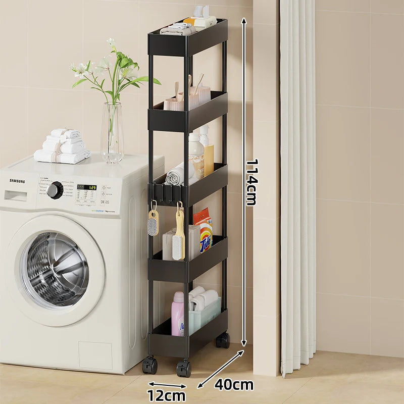 Rolling Storage Cart Slim Deep Trays Locking Casters