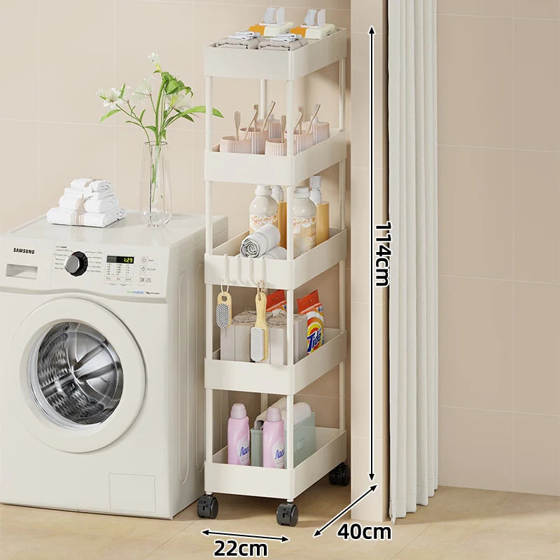 Rolling Storage Cart Slim Deep Trays Locking Casters