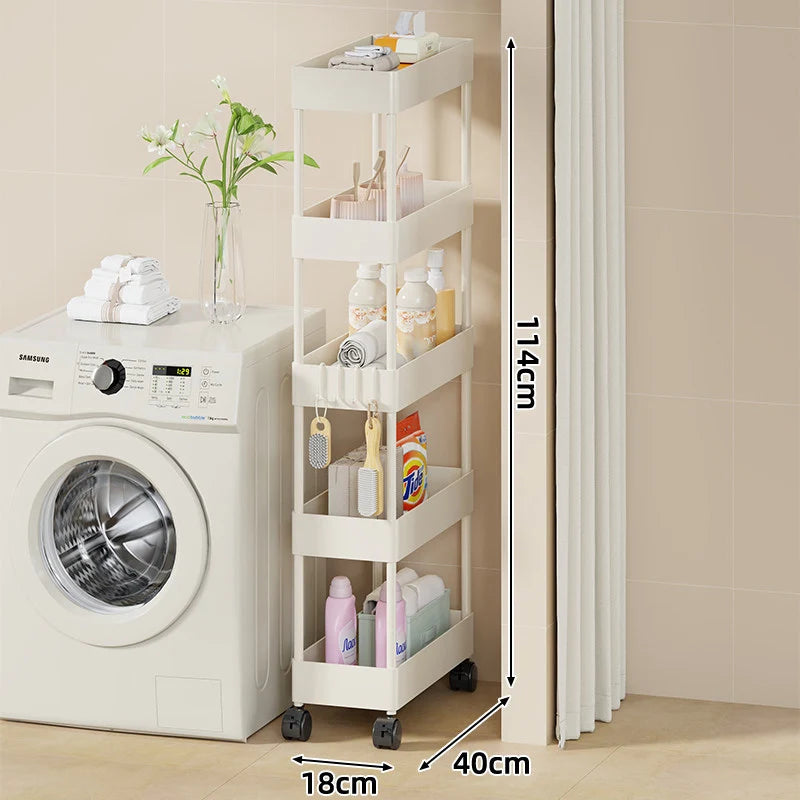 Rolling Storage Cart Slim Deep Trays Locking Casters