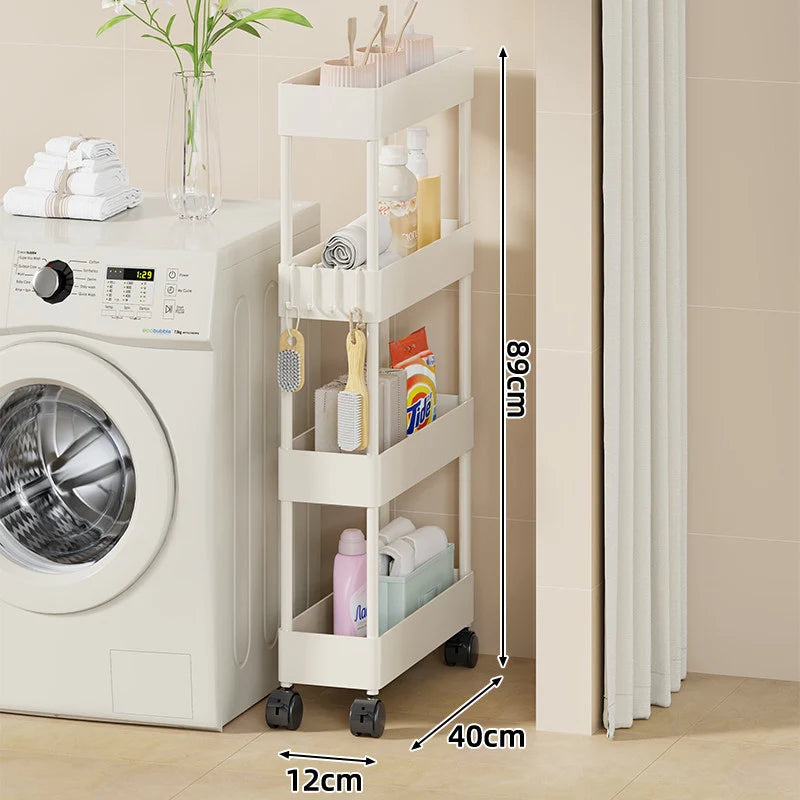 Rolling Storage Cart Slim Deep Trays Locking Casters
