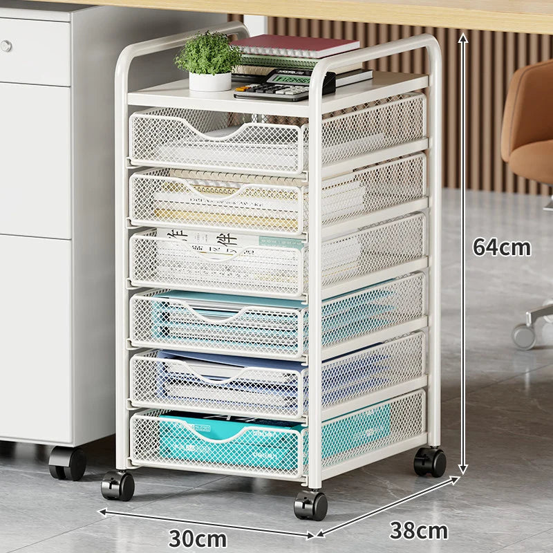 Rolling Storage Cart Ventilated Mesh Drawers Locking Casters