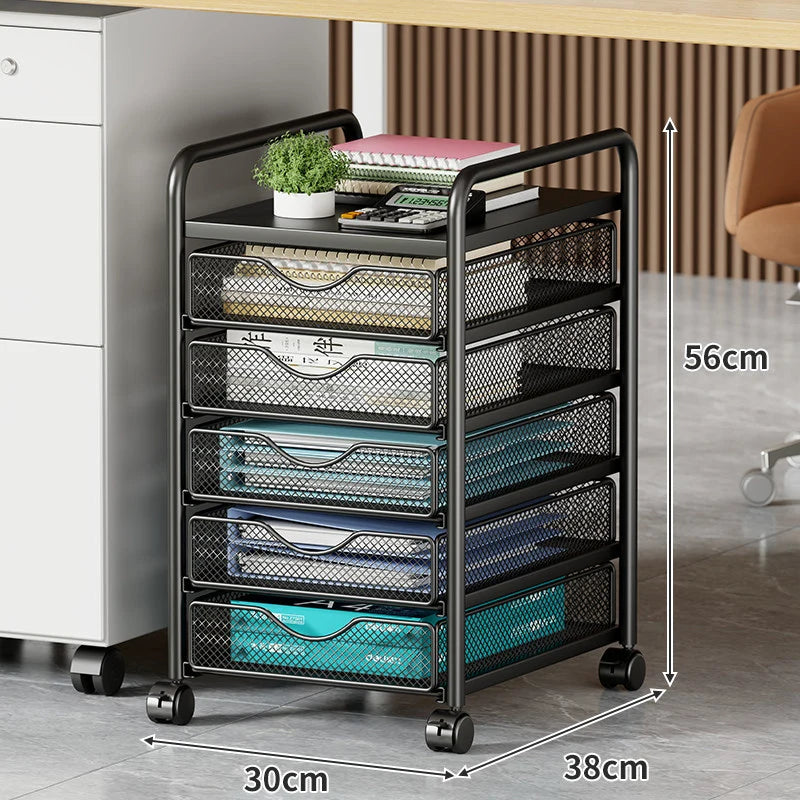 Rolling Storage Cart Ventilated Mesh Drawers Locking Casters