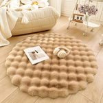 Round Area Rug Faux Fur Non-Slip Machine Washable