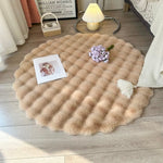 Round Area Rug Faux Fur Non-Slip Machine Washable