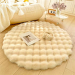 Round Area Rug Faux Fur Non-Slip Machine Washable