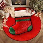 Round Area Rug Plush Christmas Tree Design