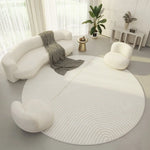 Round Area Rug Soft Polyester Geometric Print Easy-Clean Surface