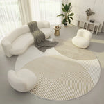 Round Area Rug Soft Polyester Geometric Print Easy-Clean Surface