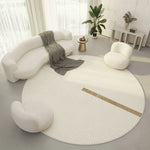 Round Area Rug Soft Polyester Geometric Print Easy-Clean Surface