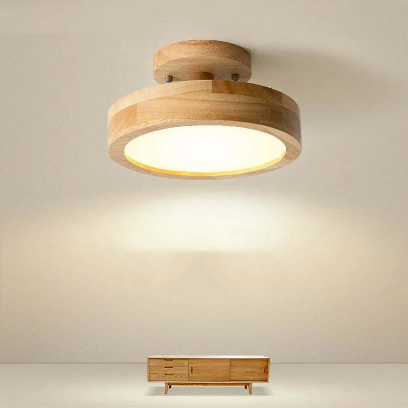Round Ceiling Lamp Dimmable LED Wood & Acrylic