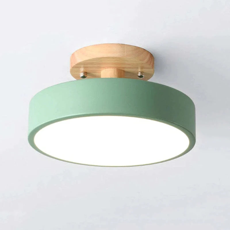 Round Ceiling Lamp Dimmable LED Wood & Acrylic